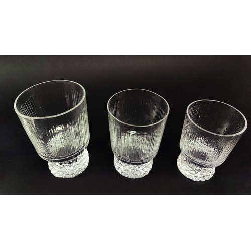 13 - WHITEFRIARS GLASS, late 20th century lead crystal 'Eiger' design, three sets of six each. (18)