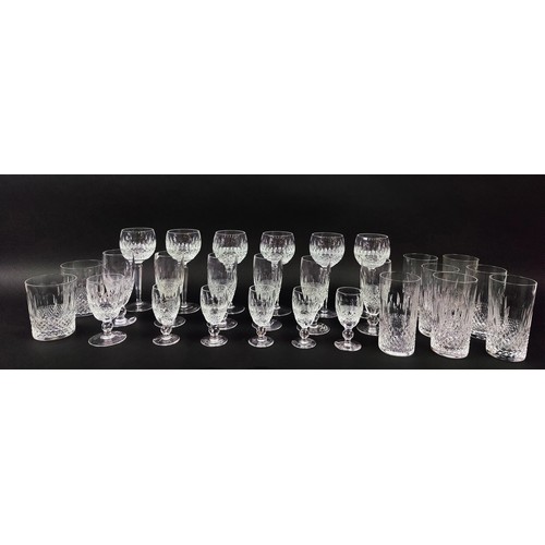 17 - A WATERFORD COLLECTION OF ASSORTED DRINKING GLASSES, comprising wine glasses, beaker, sherry glasses... 