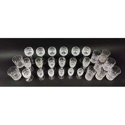 17 - A WATERFORD COLLECTION OF ASSORTED DRINKING GLASSES, comprising wine glasses, beaker, sherry glasses... 