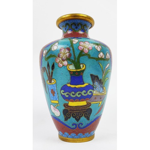 18 - A COLLECTION OF ASSORTED CLOISONNE ITEMS, comprising vases, bangles, an egg, box and covers. (Qty)