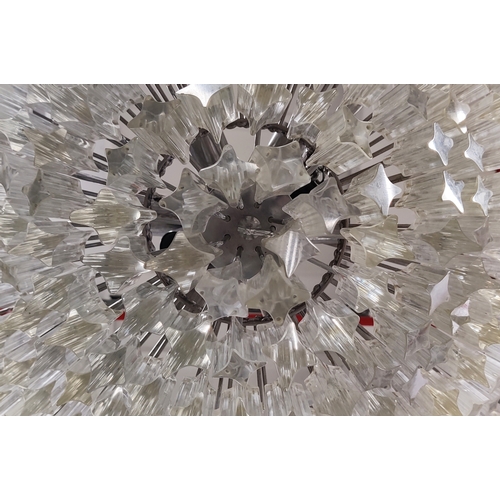 406 - CHANDELIER, vintage quadedri style glass drops, polished metal frame, 80cm approx.