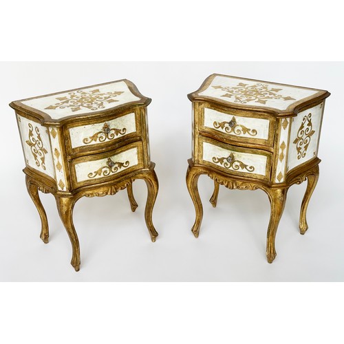 139 - FLORENTINE LAMP TABLES, a pair, Italian Florentine Louis XV style parcel gilt each with two drawers,... 