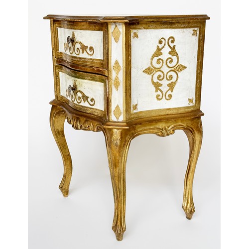 139 - FLORENTINE LAMP TABLES, a pair, Italian Florentine Louis XV style parcel gilt each with two drawers,... 