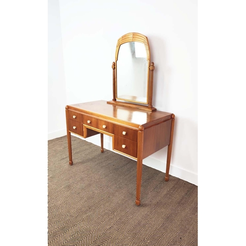 387 - DRESSING TABLE, vintage 20th century, five drawers, later lining, adjustable mirror to top, 108cm x ... 