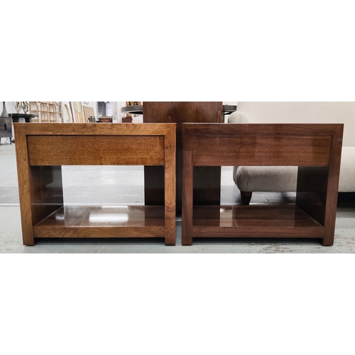 401 - SIDE TABLES, a pair, contemporary design, each with a drawer, 70cm x 40cm x 55cm. (2)