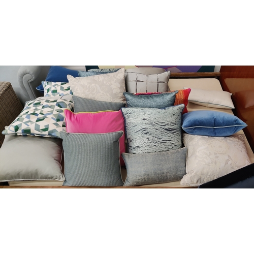 402 - CUSHIONS, a collection of twenty, various designs, shapes, and sizes. (20)