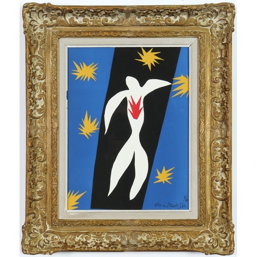 86 - HENRI MATISSE, The Fall of Icarus, rare pochoir and lithograph 1945, signed in the plate, ref: Dithu... 