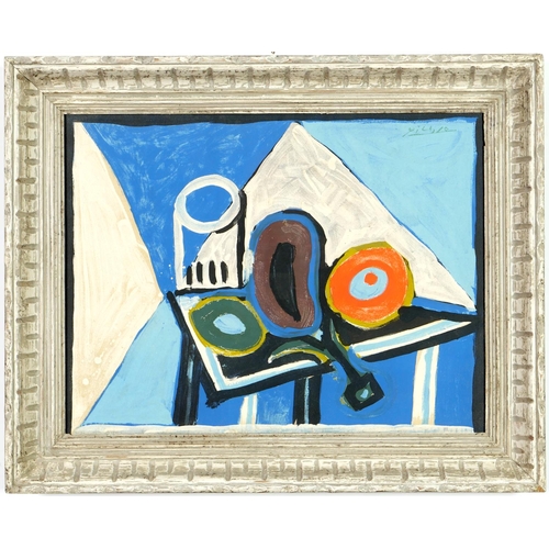 87 - PABLO PICASSO, Charbonniers, rare abstract base on a gouche L'aubergine, lithograph printed by Mourl... 