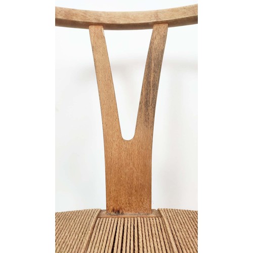 412 - AFTER HANS WEGNER WISHBONE STYLE DINING CHAIRS, a set of four, 73cm H approx. (4)