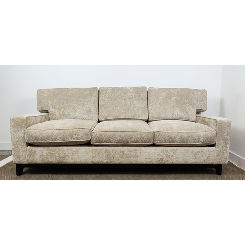 420 - SOFA, in chenille upholstery, 222cm x 98cm x 85cm H.