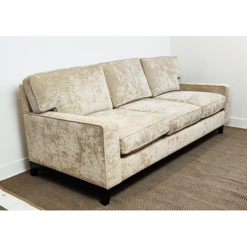 420 - SOFA, in chenille upholstery, 222cm x 98cm x 85cm H.