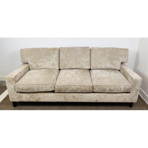 420 - SOFA, in chenille upholstery, 222cm x 98cm x 85cm H.