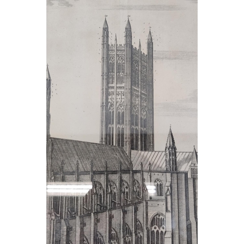 100 - JAMES COLLINS, 'The South Prospect of the Metropolitan Church of Canterbury' engraving, 61cm x 70cm,... 