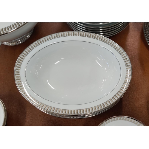 11 - LIMOGES 'HAVILAND' PART DINNER SERVICE, ten silver leaf patterned edge dinner plates, ten large dinn... 