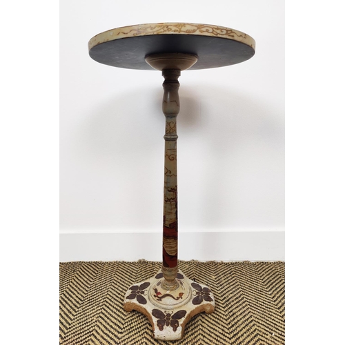 134 - LAMP TABLE, early 20th century chinoiserie decorated with a glass inset top, 67cm H x 35cm W.