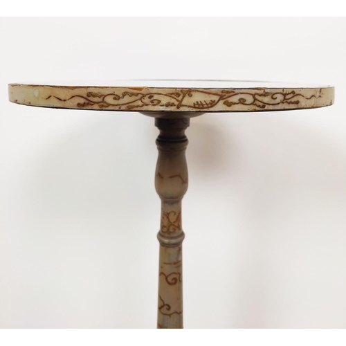 134 - LAMP TABLE, early 20th century chinoiserie decorated with a glass inset top, 67cm H x 35cm W.