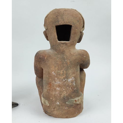 16 - PRE-COLUMBIAN POTTERY FIGURES, two, tallest 38cm H. (2)