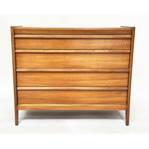 357 - A YOUNGER CHEST, 1970s figured teak with four long drawers, 1 06cm W x 46cm D x 90cm H.