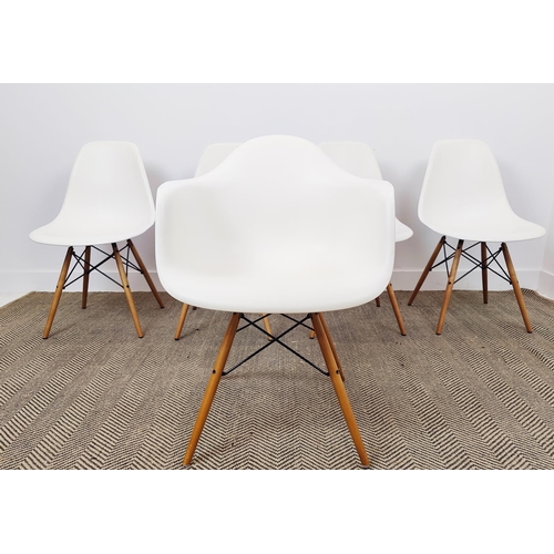 359 - VITRA DSW CHAIRS, a set of four, along with a Vitra DAW chair, all by Charles and Ray Eames, 80.5cm ... 