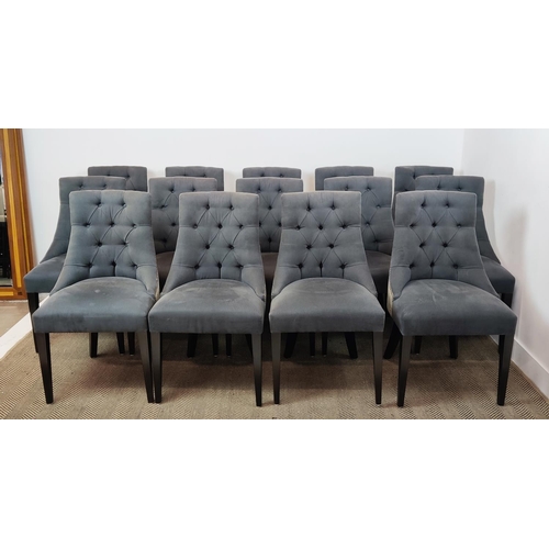 362 - DINING CHAIRS, a set of fourteen, button back chenille with flecked contrasting backs, each 52cm W x... 