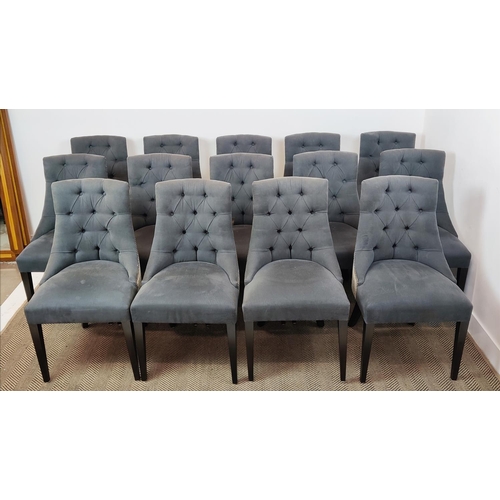 362 - DINING CHAIRS, a set of fourteen, button back chenille with flecked contrasting backs, each 52cm W x... 