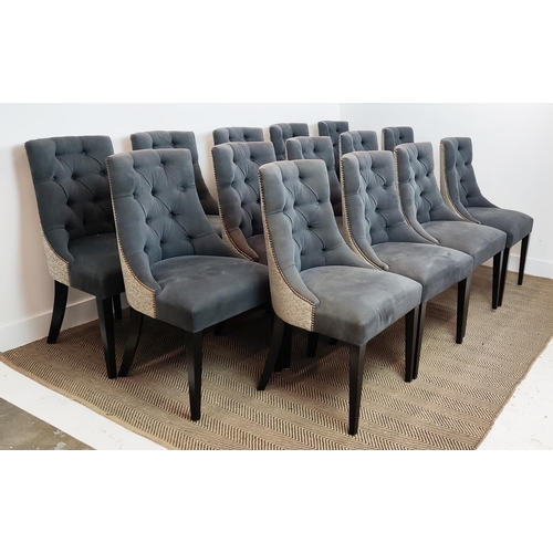 362 - DINING CHAIRS, a set of fourteen, button back chenille with flecked contrasting backs, each 52cm W x... 