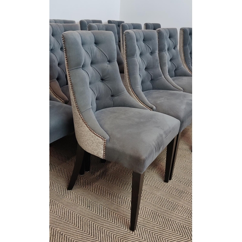 362 - DINING CHAIRS, a set of fourteen, button back chenille with flecked contrasting backs, each 52cm W x... 