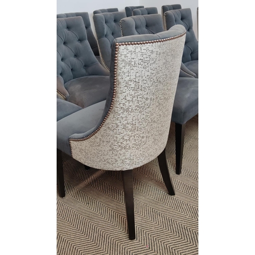 362 - DINING CHAIRS, a set of fourteen, button back chenille with flecked contrasting backs, each 52cm W x... 