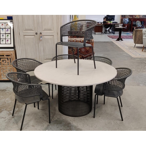 371 - GARDEN SET, including circular table, 135cm W x 73cm H, along with six chairs. (7)