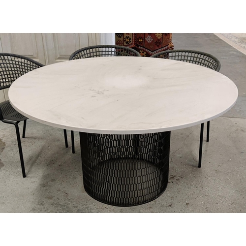 371 - GARDEN SET, including circular table, 135cm W x 73cm H, along with six chairs. (7)