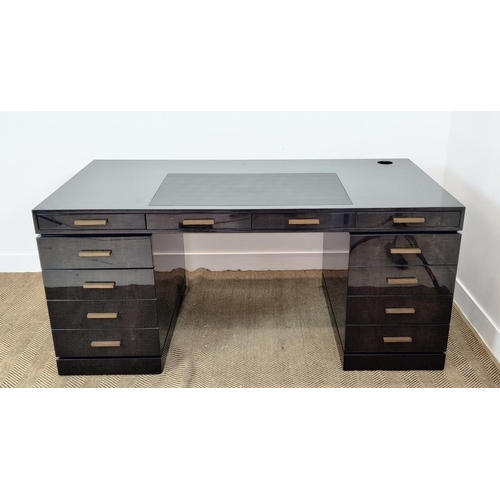 375 - PEDESTAL DESK, contemporary, in a gloss finish, 170cm W x 93cm D.