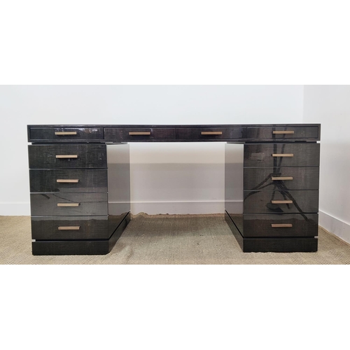 375 - PEDESTAL DESK, contemporary, in a gloss finish, 170cm W x 93cm D.