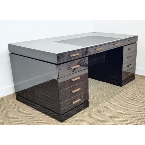 375 - PEDESTAL DESK, contemporary, in a gloss finish, 170cm W x 93cm D.