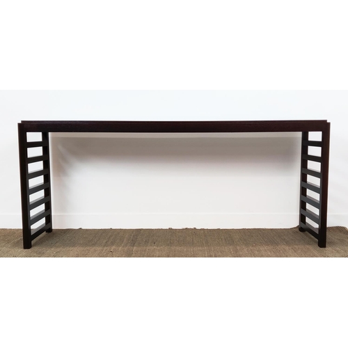 382 - CONSOLE TABLE, contemporary design with ladder ends, 200cm L x 45cm x 86cm H.