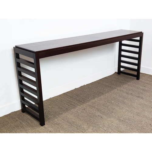 382 - CONSOLE TABLE, contemporary design with ladder ends, 200cm L x 45cm x 86cm H.