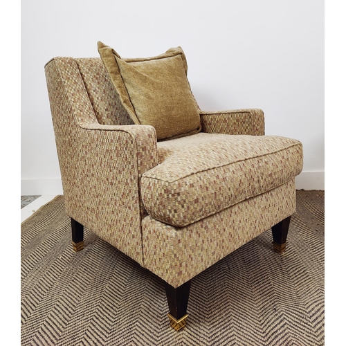 416 - ARMCHAIRS, a pair, in a checked chenille, each 67cm x 85cm. (2)