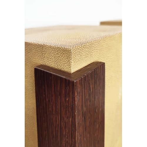 424 - JARDINIERE STANDS, two, wood and faux shagreen, of tapering form, each 148cm H x 35cm x 35cm. (2)