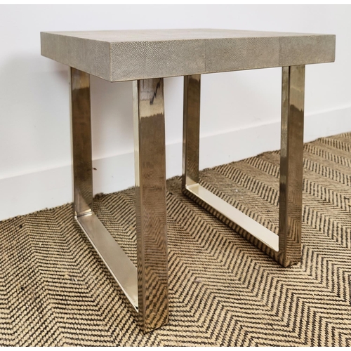 427 - SIDE TABLE, faux shagreen top, 46cm W.