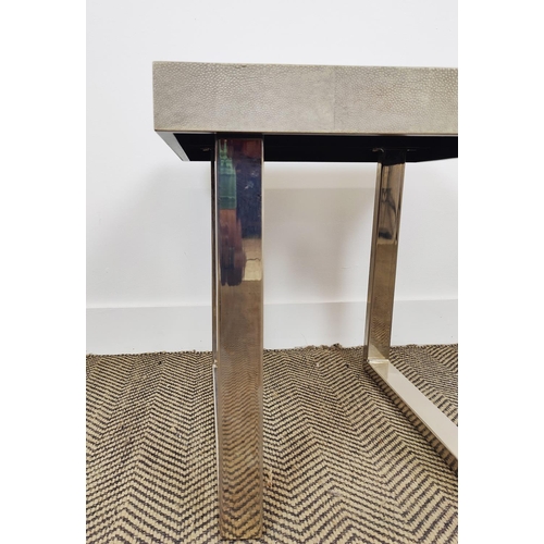 427 - SIDE TABLE, faux shagreen top, 46cm W.