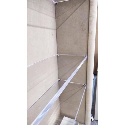 431 - BOOKSHELVES, a pair, with perspex shelves, each 113cm x 44cm x 255cm H. (2)