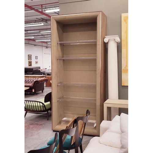 431 - BOOKSHELVES, a pair, with perspex shelves, each 113cm x 44cm x 255cm H. (2)