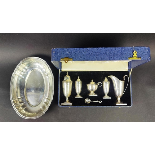 5 - AN EDWARD VIII STERLING SILVER CRUET SET, Sheffield 1936m by Viners, complete with box, plus a '800'... 