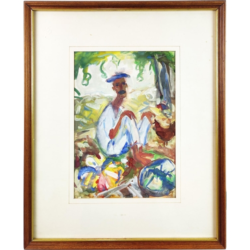 67 - STELLA AUCHINLECK, 'Agacin Altinda', gouache, signed and dated 87, framed.