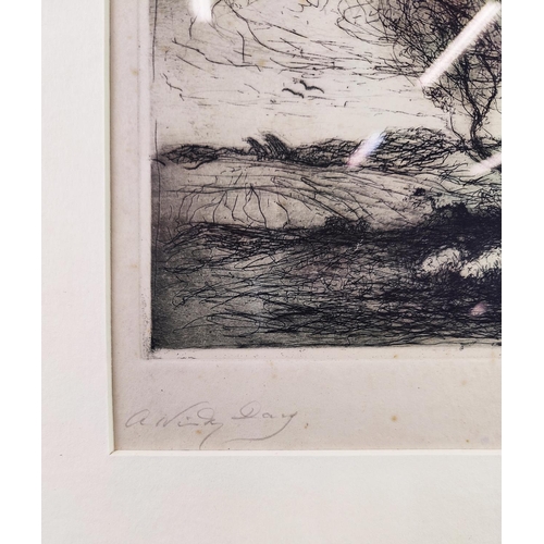 71 - JOHN EVAN HODGSON (British 1831-1895), 'A Windy Day' etching signed and titled in pencil, 18cm x 24c... 