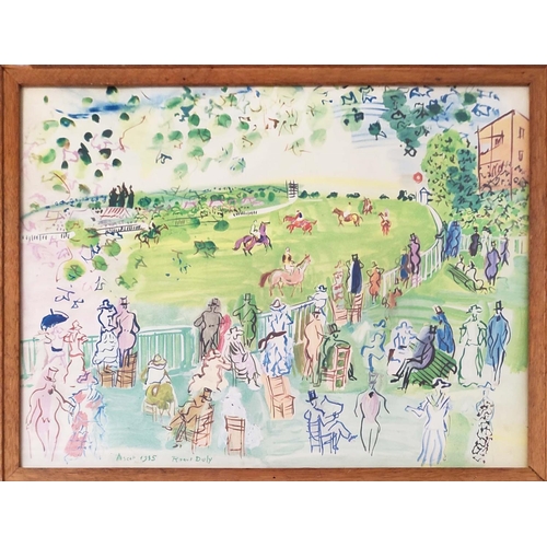 93 - AFTER RAOUL DUFY, 'preparing for the start: Ascot, 1935', lithograph, 27cm x 35cm, framed.