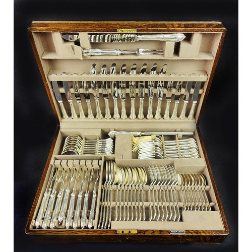 14 - A MAPPIN & WEBB, silver plated canteen of cutlery eight place settings, comprising dinner knives, di... 