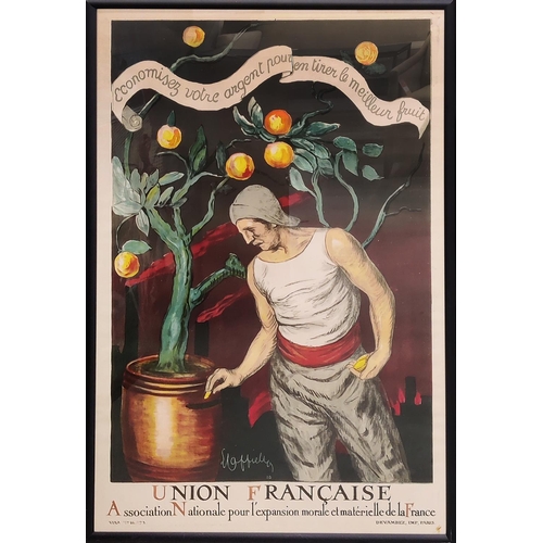 105 - UNION FRANCAISE POSTER, circa 1920's, designed by Leonetto Cappiello, 121cm x 84cm, framed.