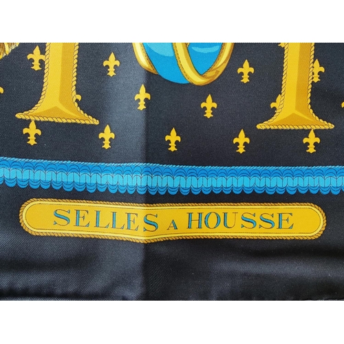 17 - HERMÈS SCARF 'SELLES A HOUSSE', by Christian Vauzelles first issued in 1967,equestrian design with 4... 