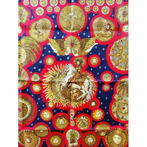 21 - HERMÈS SCARF 'LE ROY SOLEIL', by Annie Faivre first issued in 1994, sun motif on blue background, 90... 