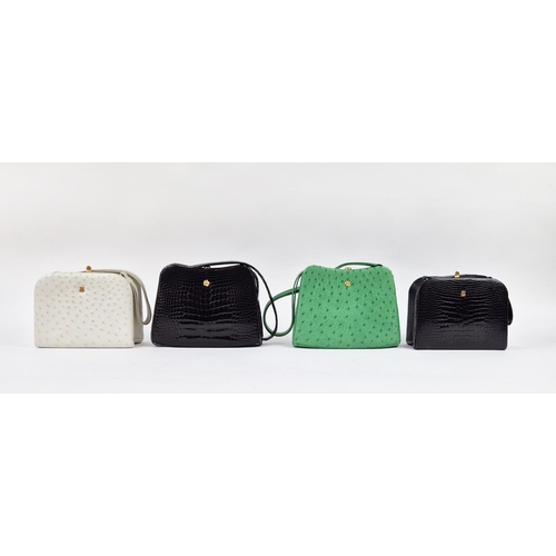 24 - AVRIL & MORIO PARIS VINTAGE BAGS, four, a green color ostrich and leather, with single top handle 23... 